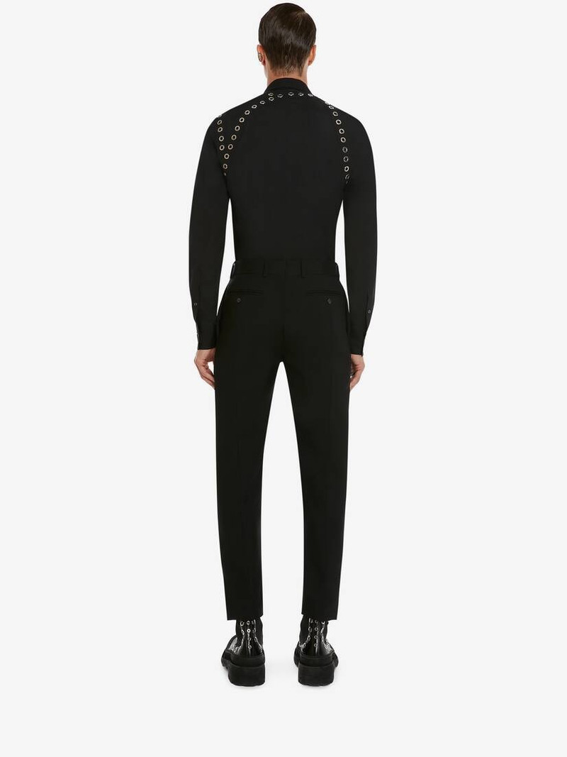 Men's Eyelets Harness Shirt in Black 4