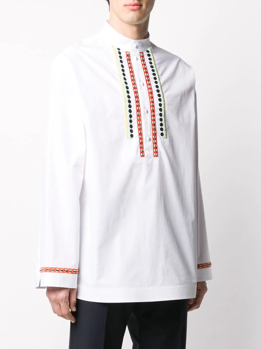 beaded mandarin collar shirt - 3