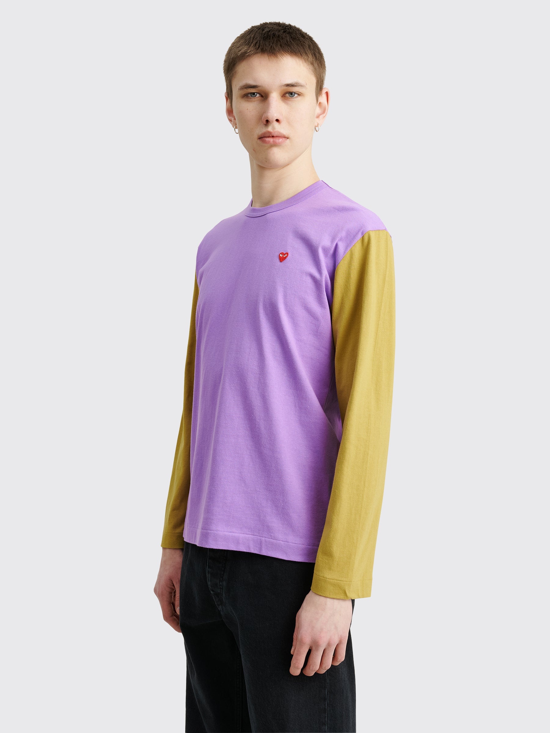 COMME DES GARÇONS PLAY MINI HEART LS T-SHIRT PURPLE / OLIVE - 3