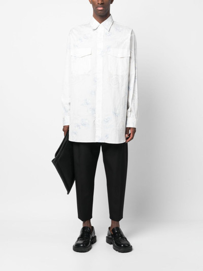Yohji Yamamoto floral-print cotton shirt outlook