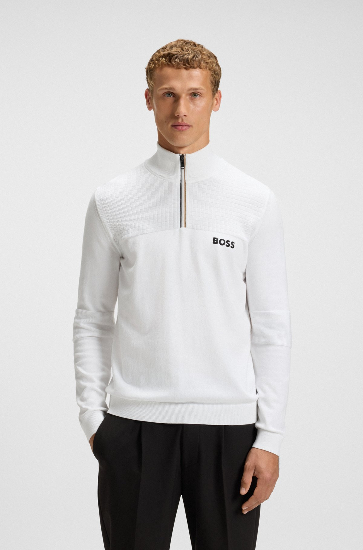 WATER-REPELLENT COTTON SWEATER WITH ZIP NECK - 2
