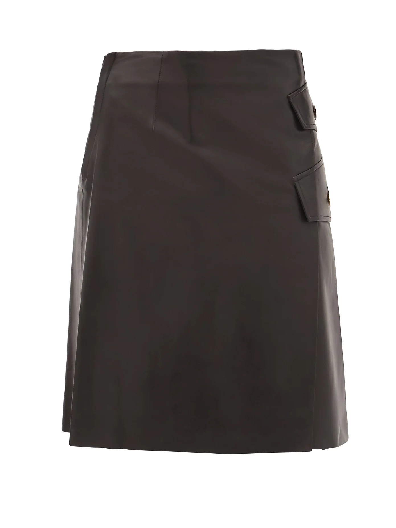 Side-slit leather skirt - 1