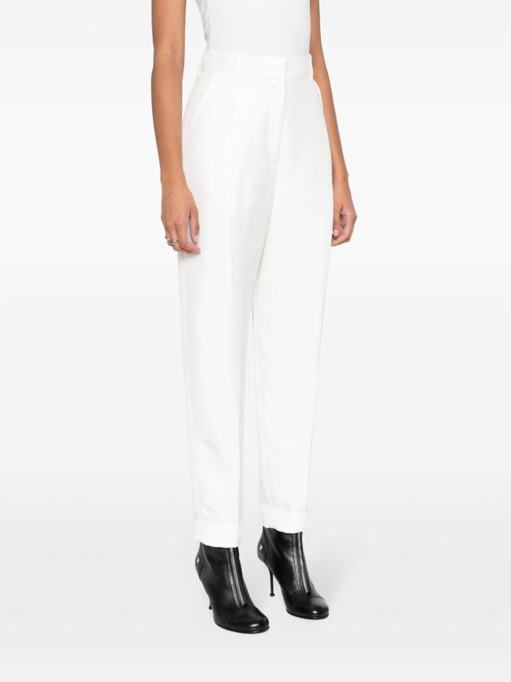 pleat-detail cotton trousers - 3