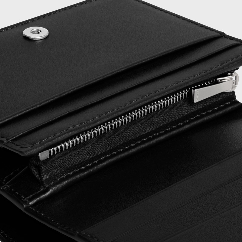 TRIOMPHE COMPACT WALLET Shiny Calfskin BLACK 5