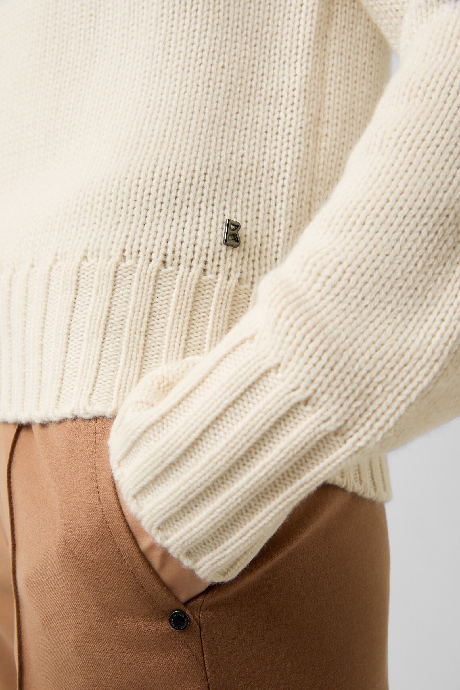 Norwegian pullover Ingrid in Cream/Grey/Hazel - 5