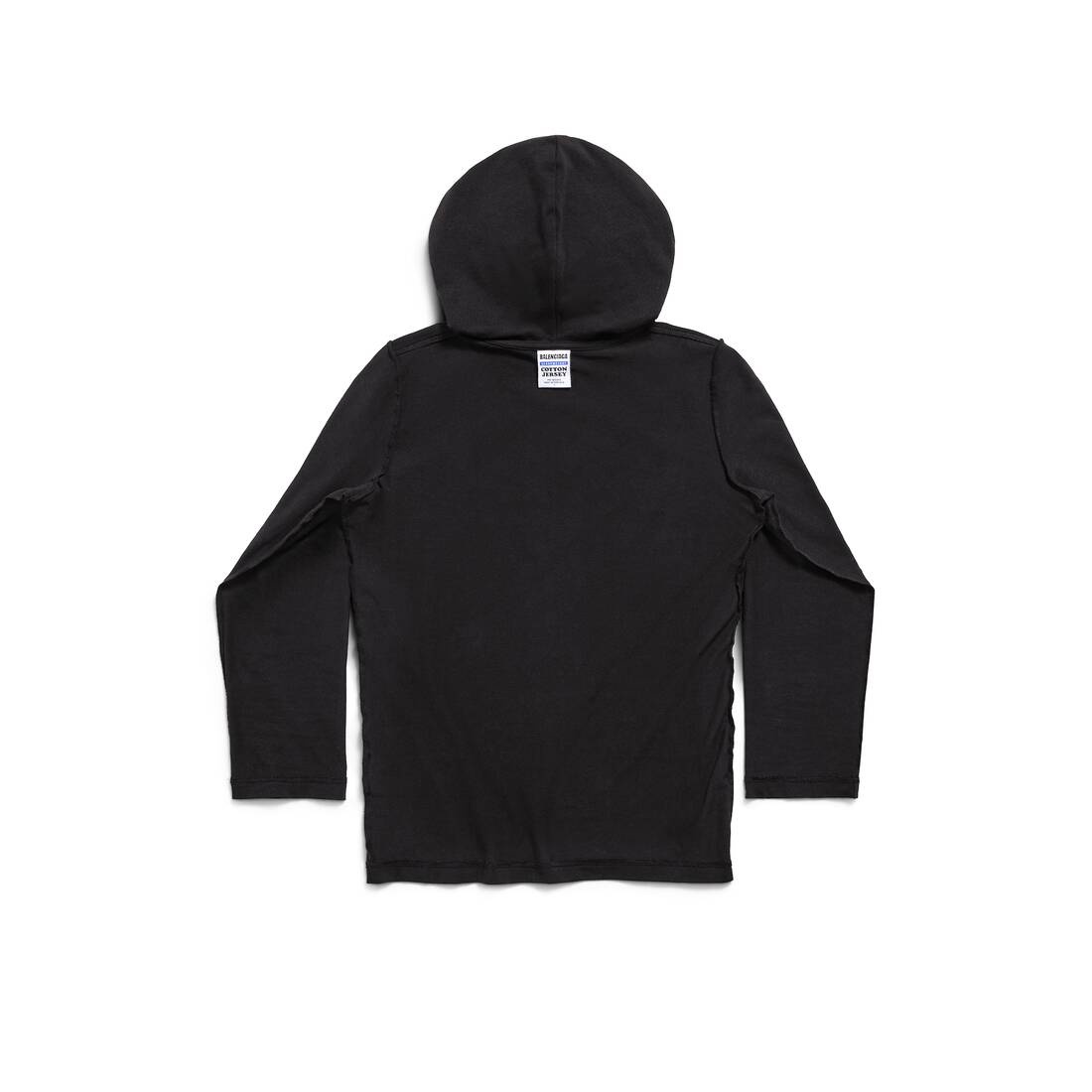 Inside-out Long Sleeve Hooded T-shirt Fitted in Black - 2