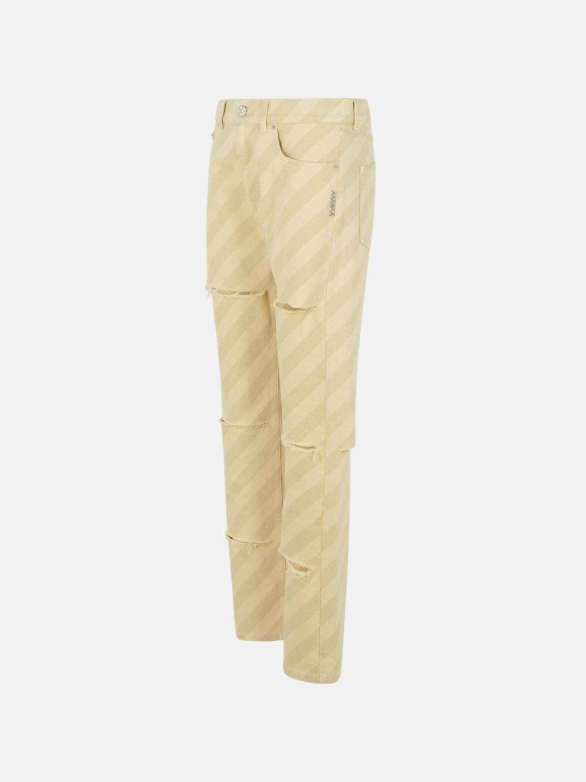 BEIGE COTTON JEANS - 2