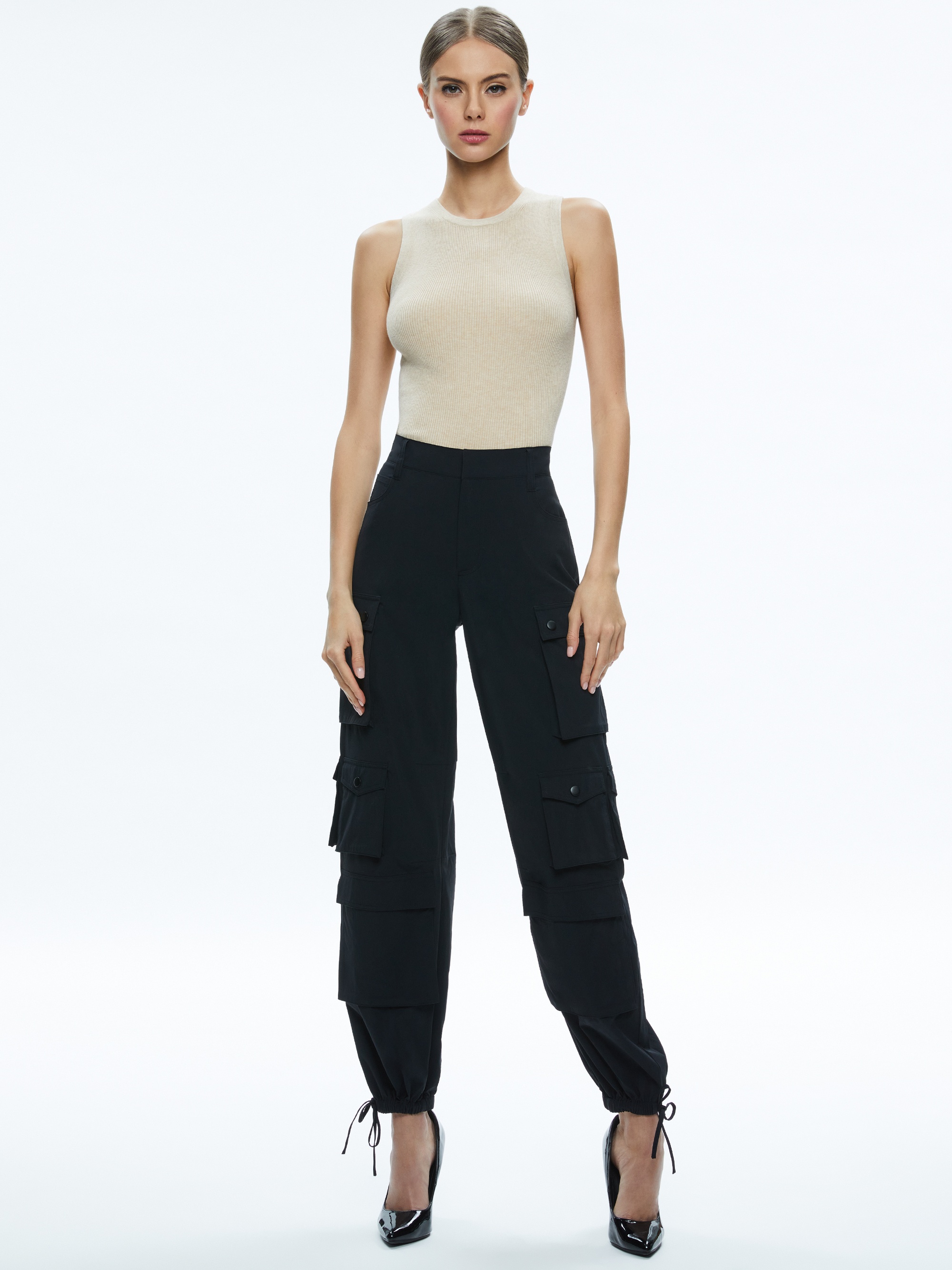 OLYMPIA HIGH RISE ANKLE TIE CARGO PANTS - 4