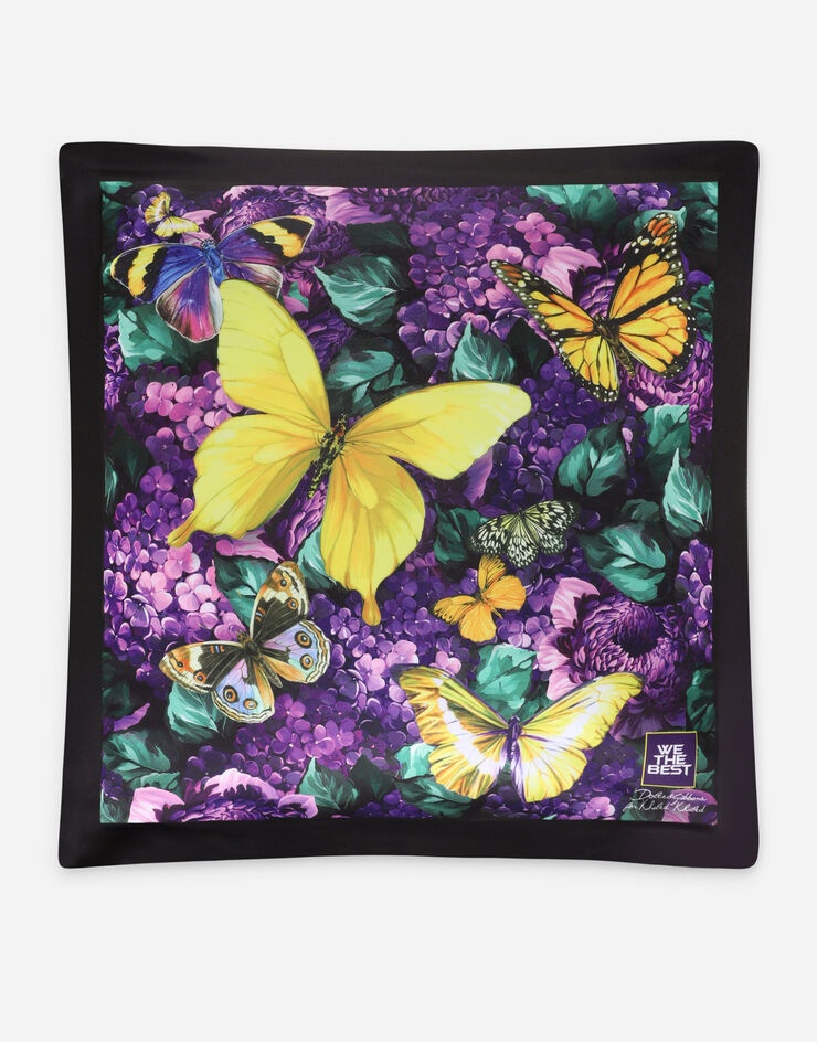 Butterfly-print silk pillow cover - 1