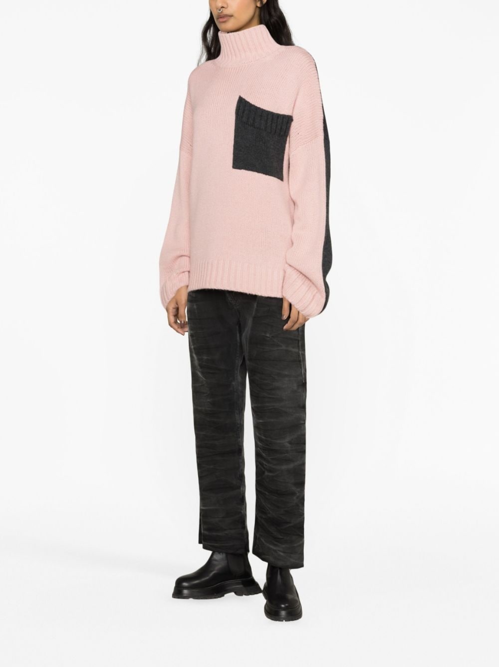 two-tone roll-neck jumper - 2