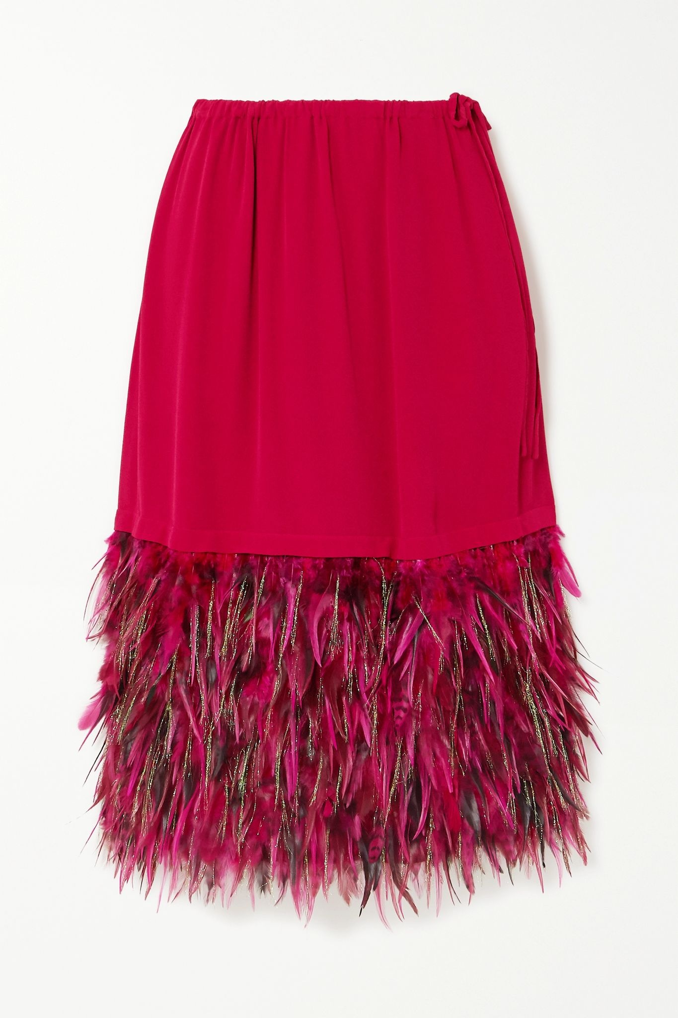 Feather-trimmed crepe skirt - 1