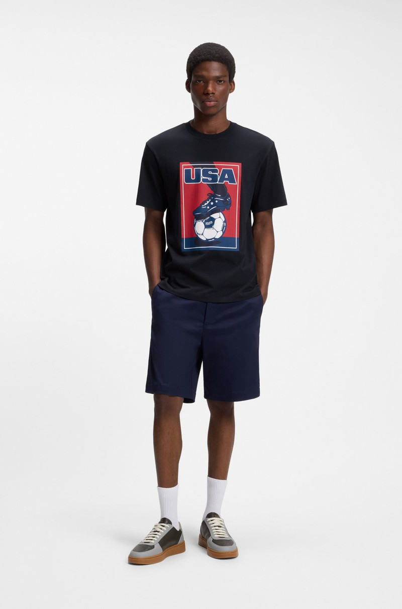 HUGO RELAXED-FIT T-SHIRT IN COTTON WITH SOCCER ARTWORK outlook
