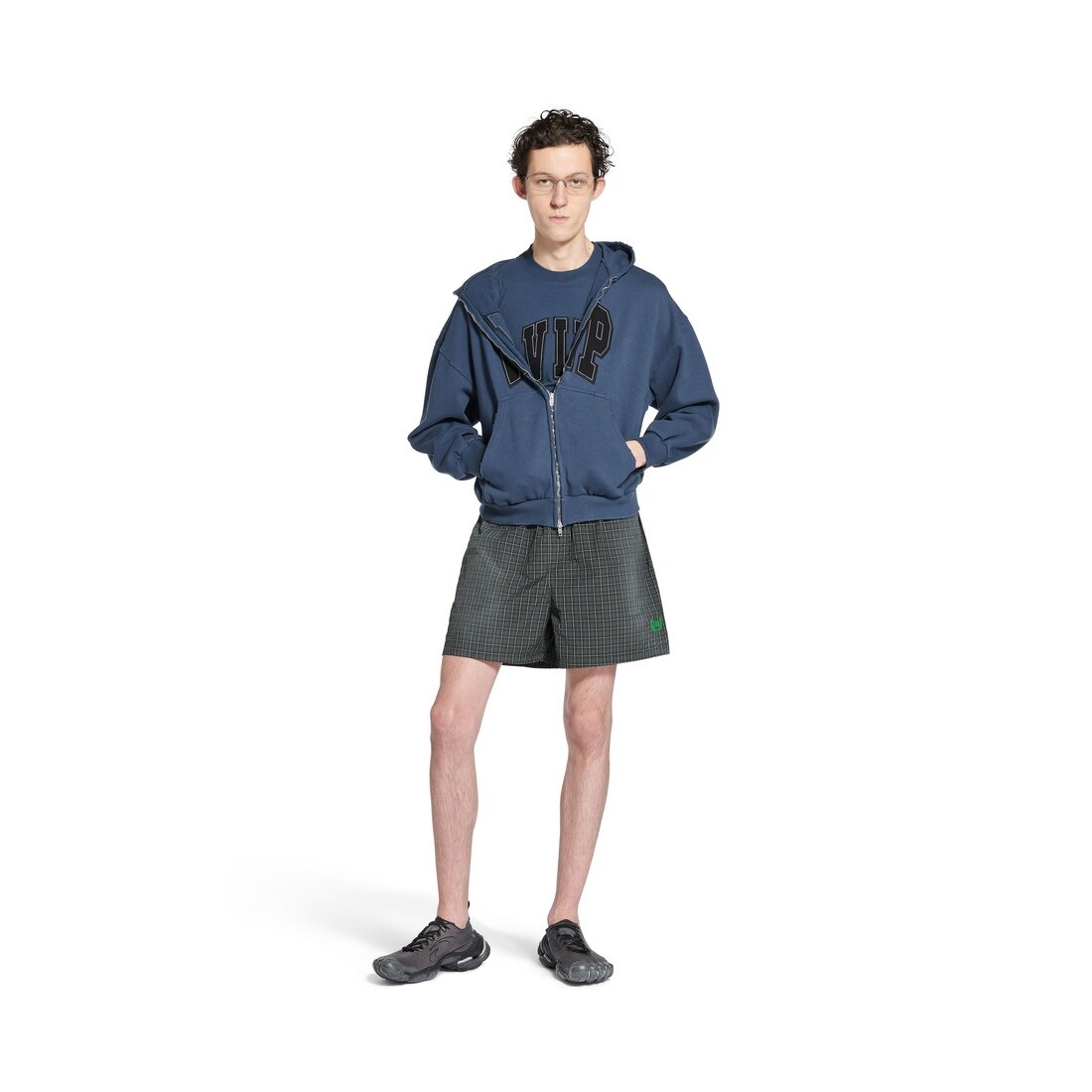 Men's Check Boxer Swim Shorts in Black/blue - 4
