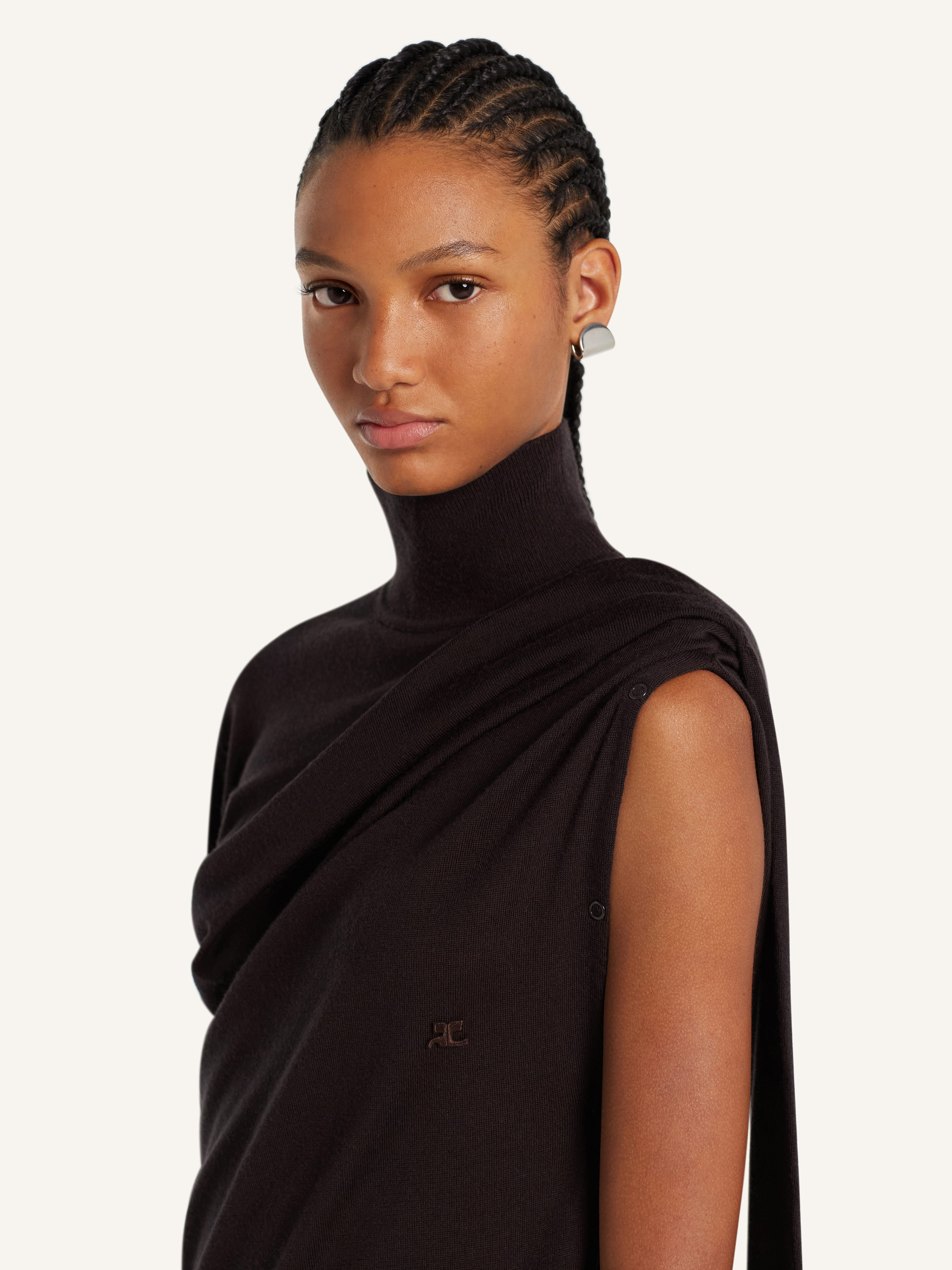 OFF-SHOULDER WOOL DRESS - 5