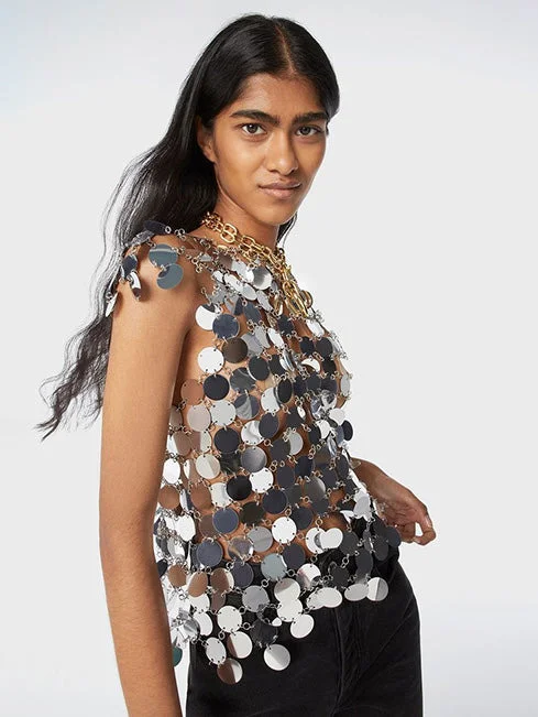 THE ICONIC SILVER SPARKLE DISCS TOP - 1