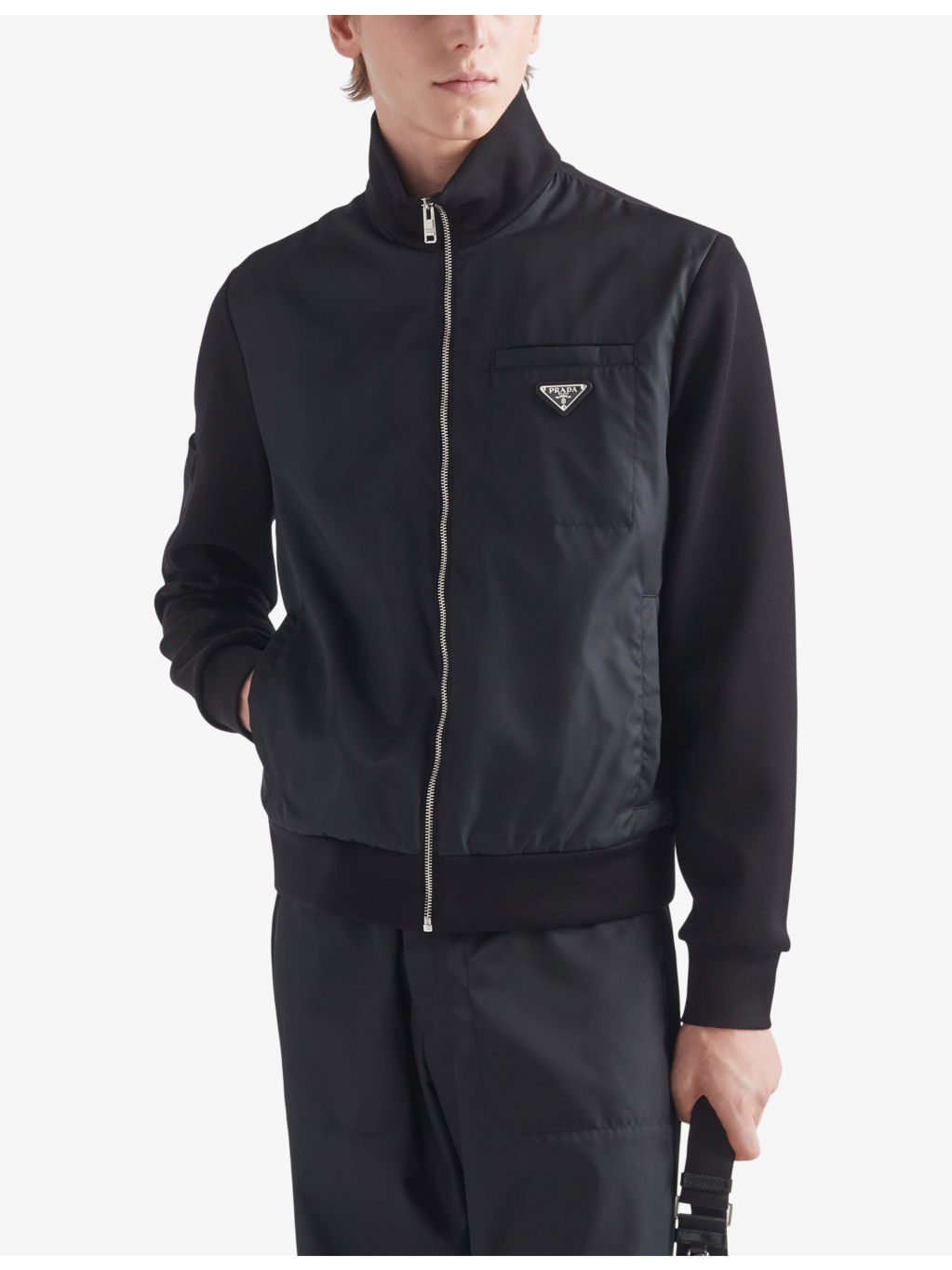 Contrast-trim brand-plaque cotton and recycled-nylon sweatshirt - 3