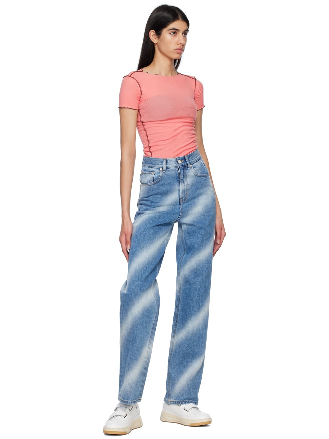 Blue Airbrushed Jeans - 4
