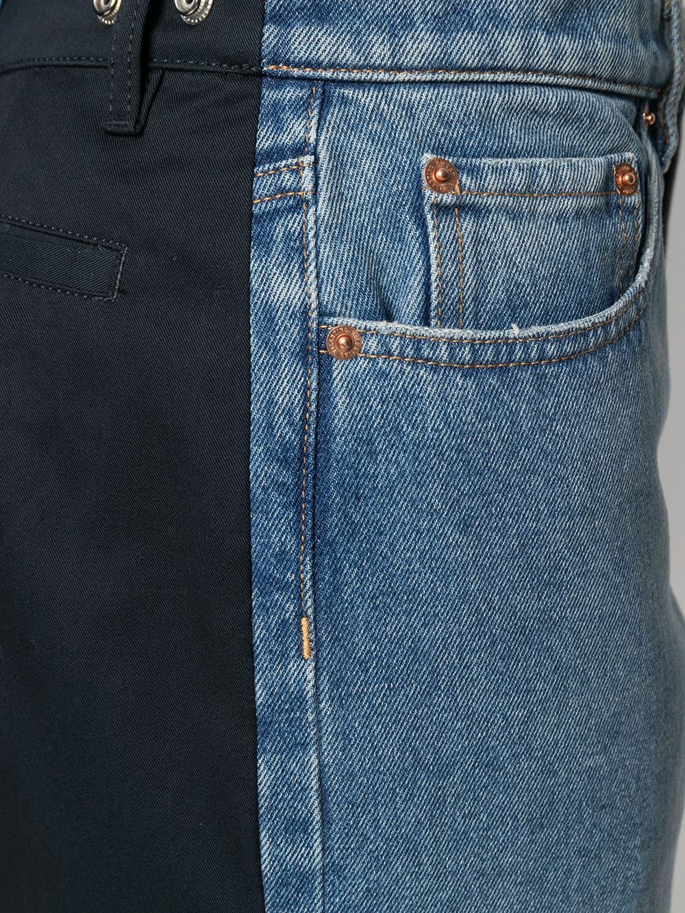 dual material denim trousers - 5