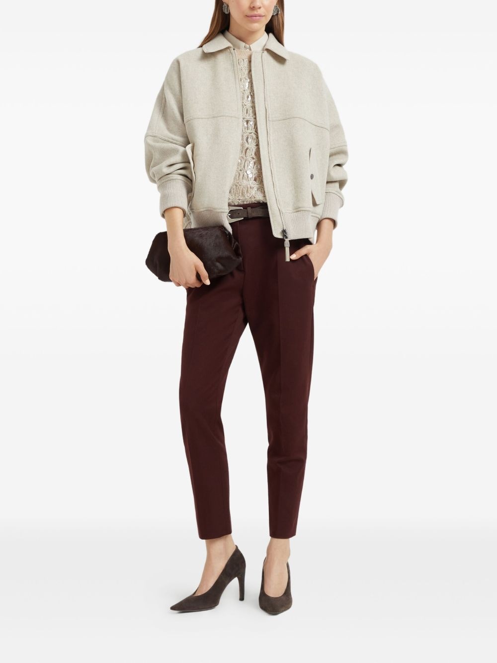 button-fastening stretch-cotton trousers - 2
