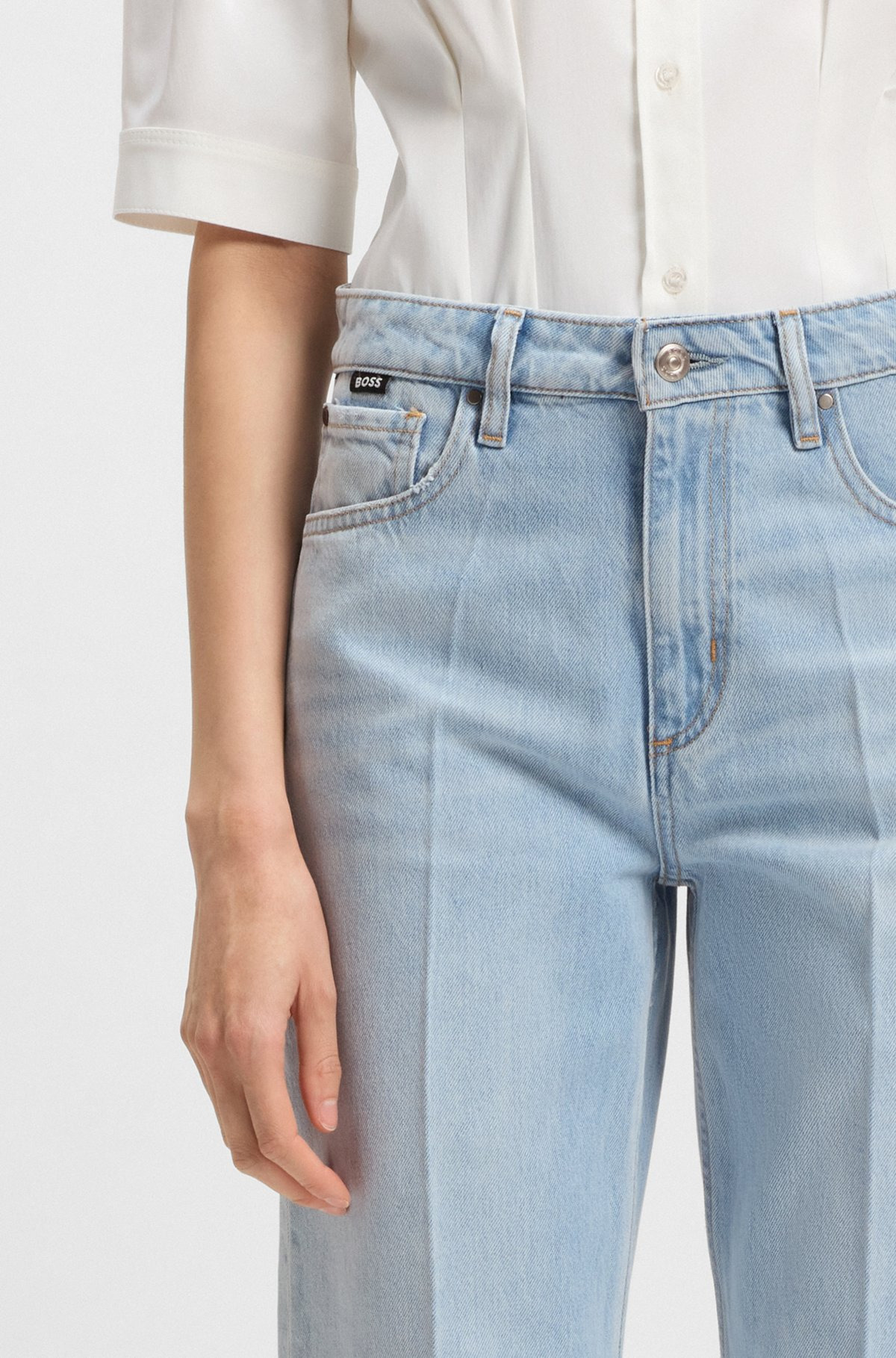 WIDE-LEG JEANS IN BLUE RIGID DENIM - 5