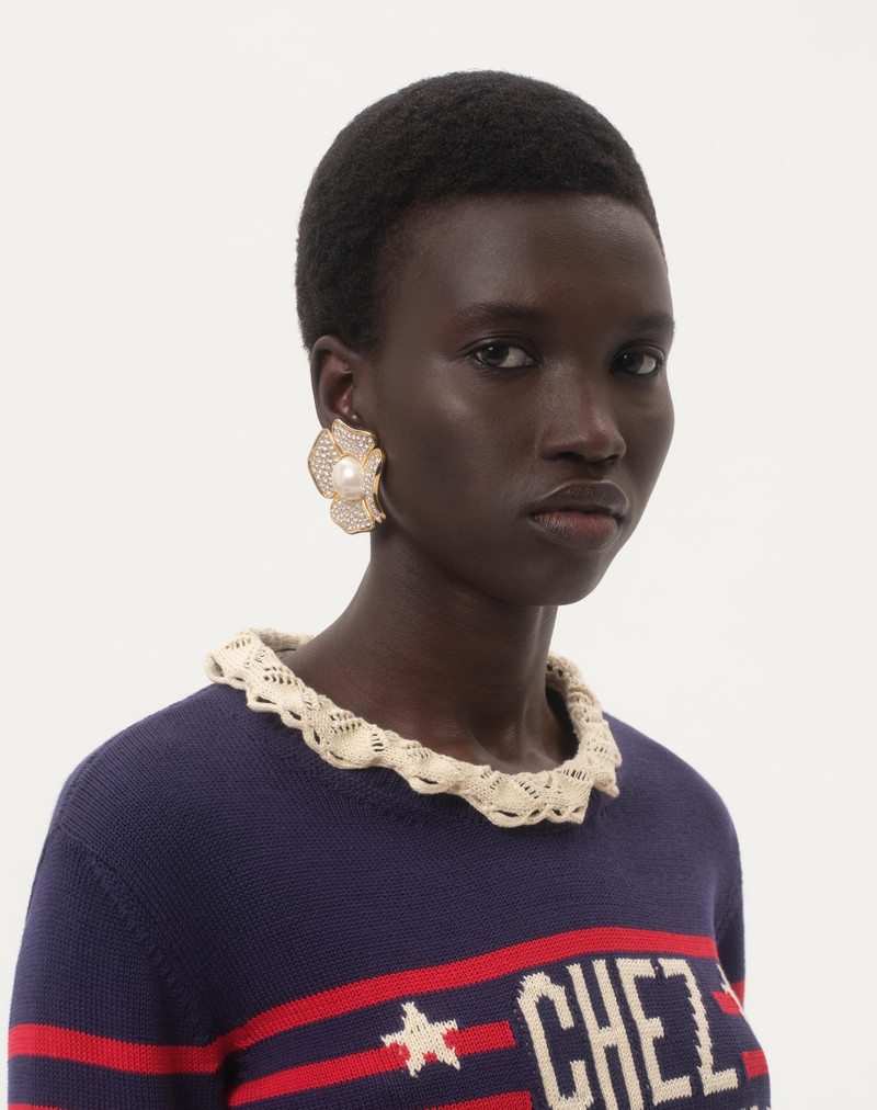 Valentino SAN FIN METAL EARRINGS WITH SWAROVSKI® CRYSTALS AND PEARLS outlook