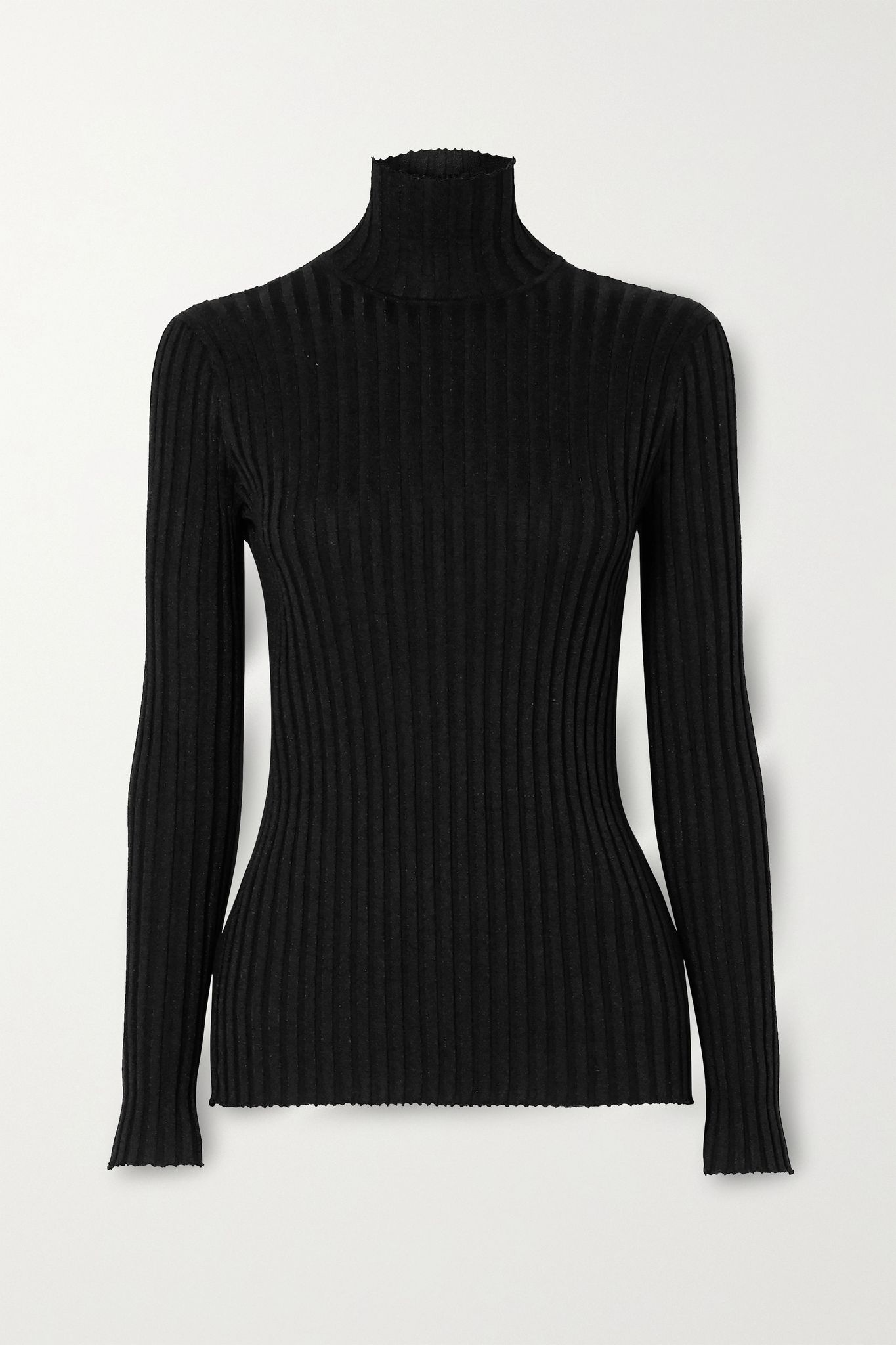 Glittered ribbed-knit turtleneck sweater - 1