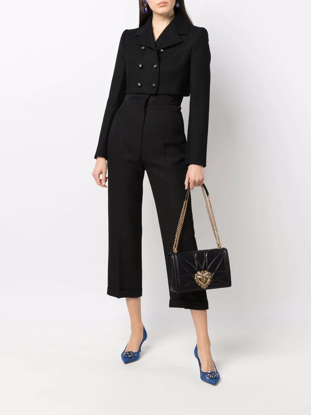 double-breasted cropped jacket - 2