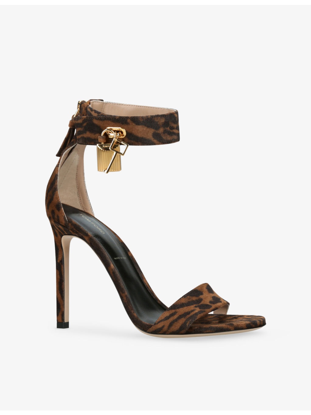 Padlock 105 Leopard-Print Suede Heeled Sandals - 2