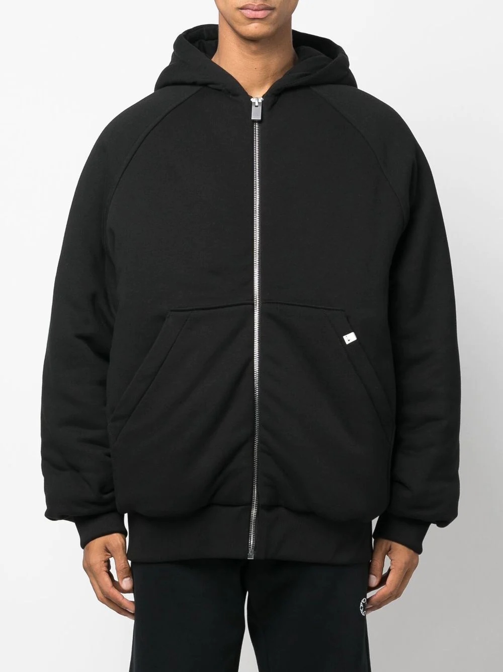 logo-embroidered hooded bomber jacket - 3