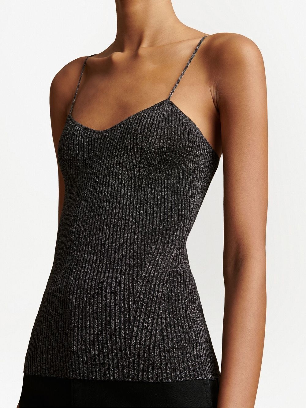 thin-straps ribbed-knit top - 4