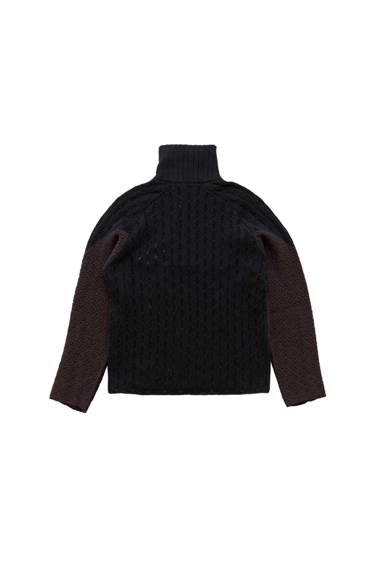 ROA Flower Stitch Turtleneck Zip Up Sweater - 2