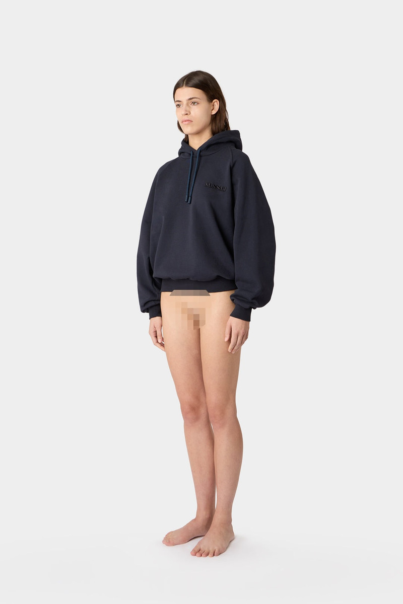 SMALL LOGO EMBROIDERED HOODIE /  blue 4