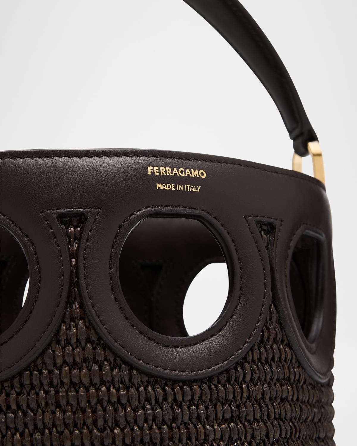 Cutout Raffia Bucket Bag - 5