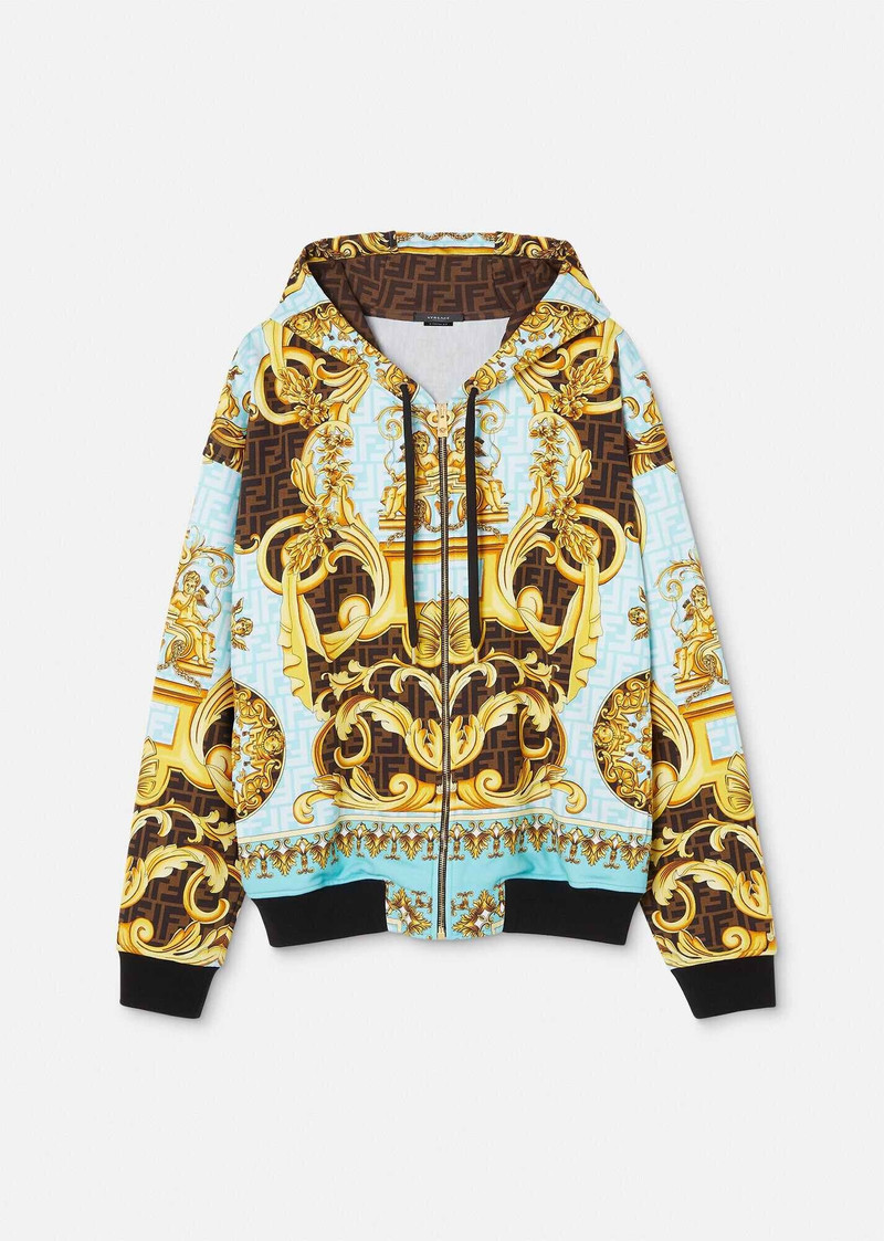 VERSACE Fendace Gold Baroque Zip Hoodie | REVERSIBLE