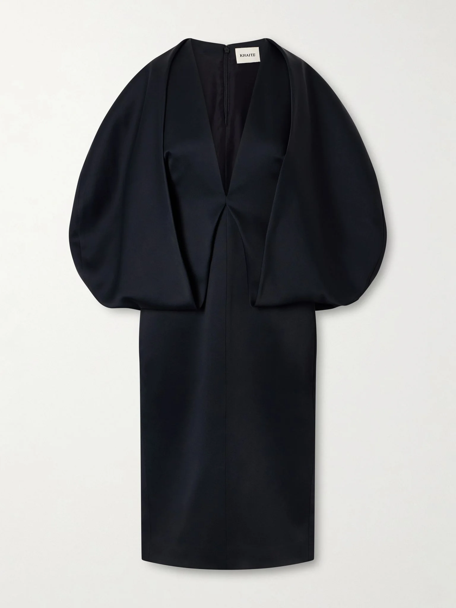 Dakota sculptural crepe-satin midi dress Black - 1
