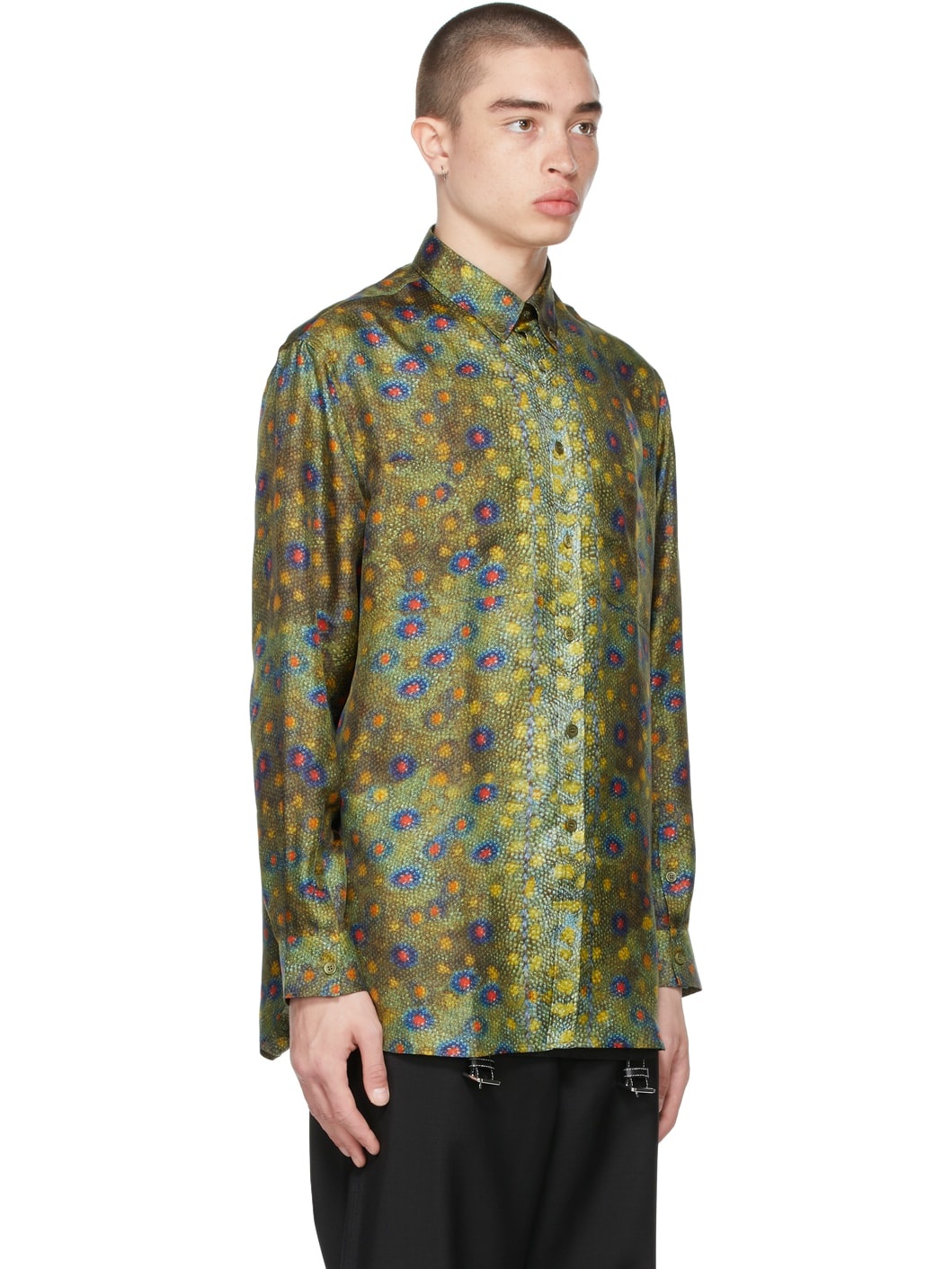 Green Fish Scale Print Shirt - 2