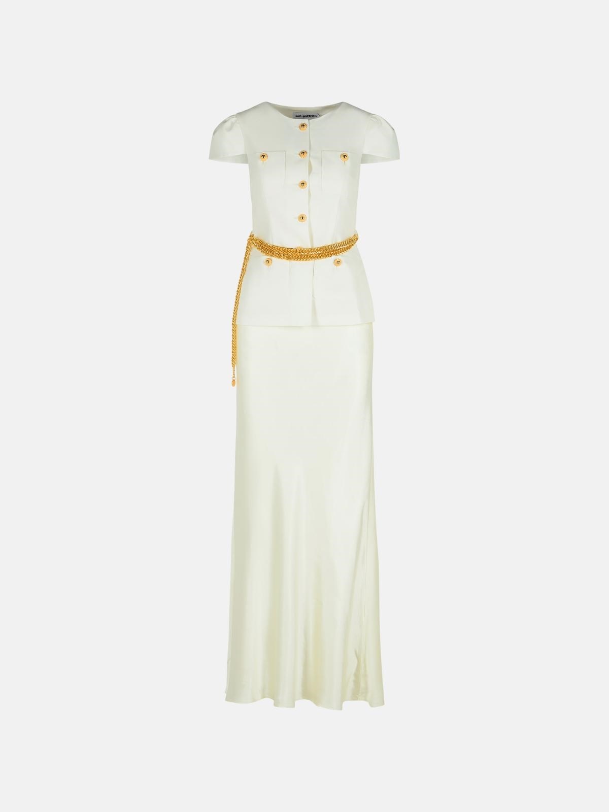 'TAFFETA' CREAM POLYESTER DRESS - 1