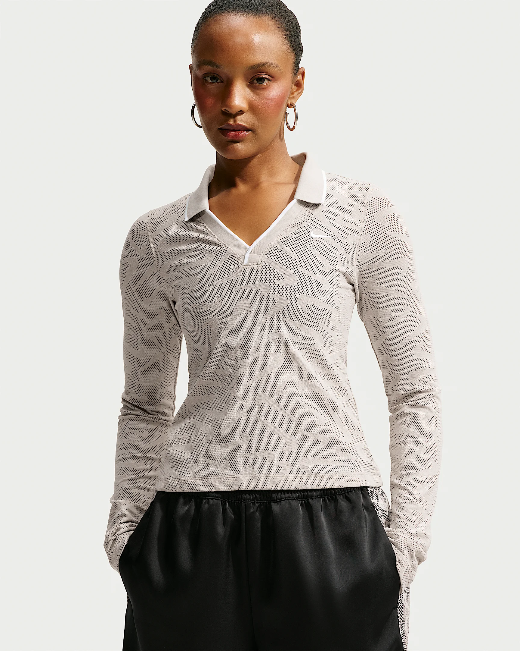 Nike Sportswear Chill Knit Women's Tight Mod-Cropped Long-Sleeve Lace Top - 1