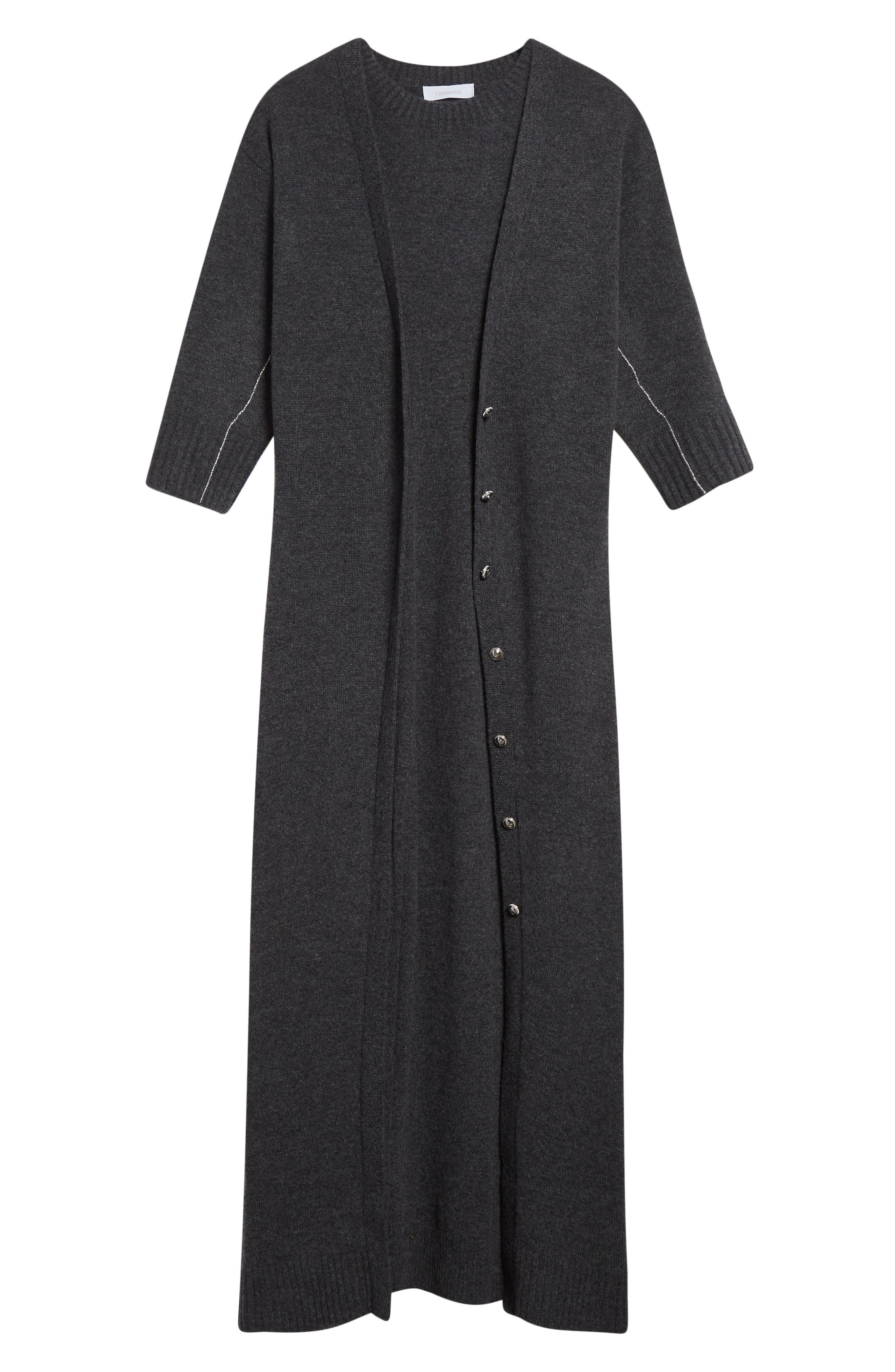 Rabanne Layered Look Wool Blend Sweater Dress in Dark Grey at Nordstrom - 5