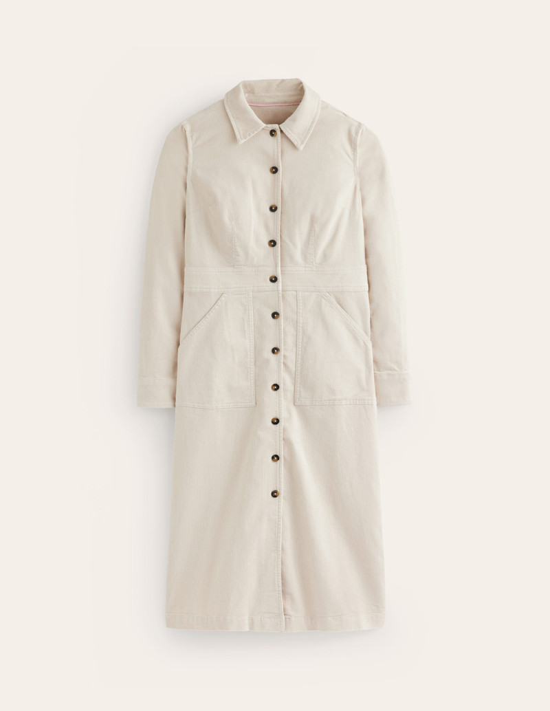 Flora Cord Midi Shirt Dress-Almond Peach 1