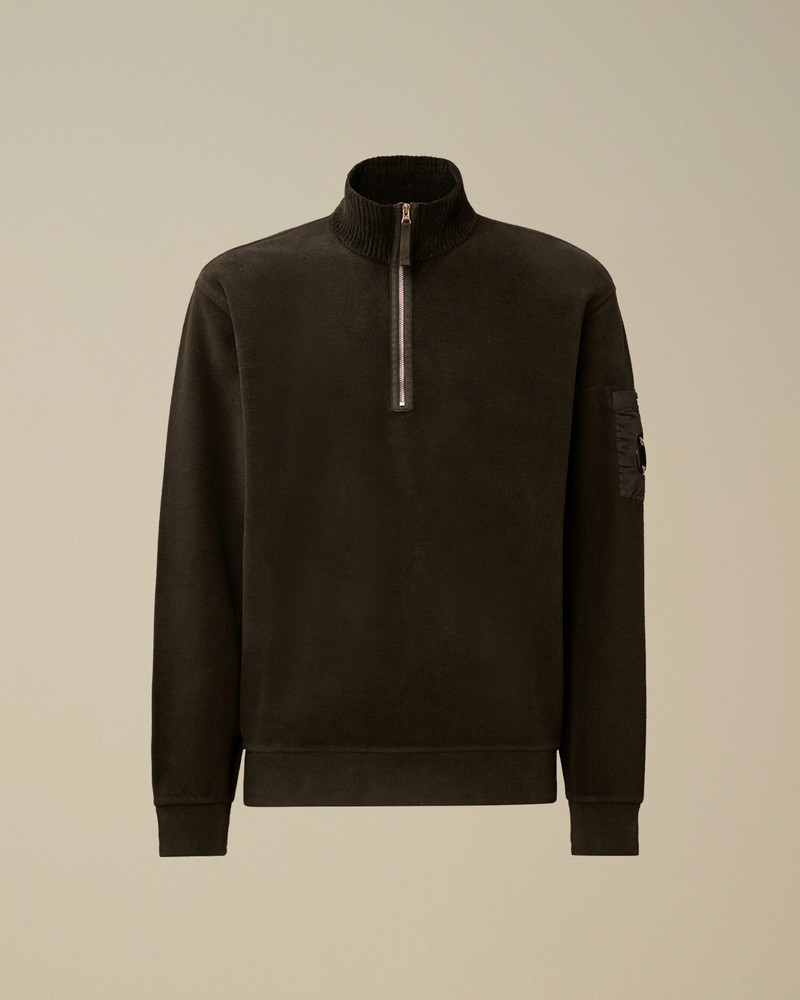 Brushed Emerized Diagonal Fleece Half Zip Lens Sweatshirt 1
