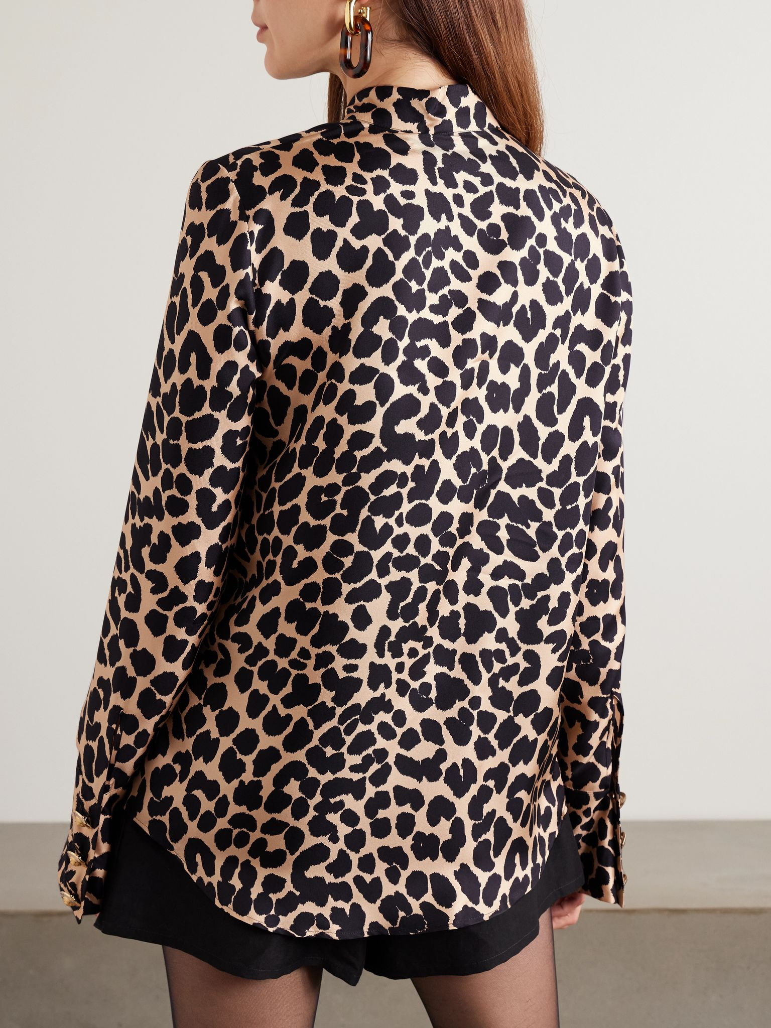 Ruffled leopard-print silk blouse Leopard print - 4