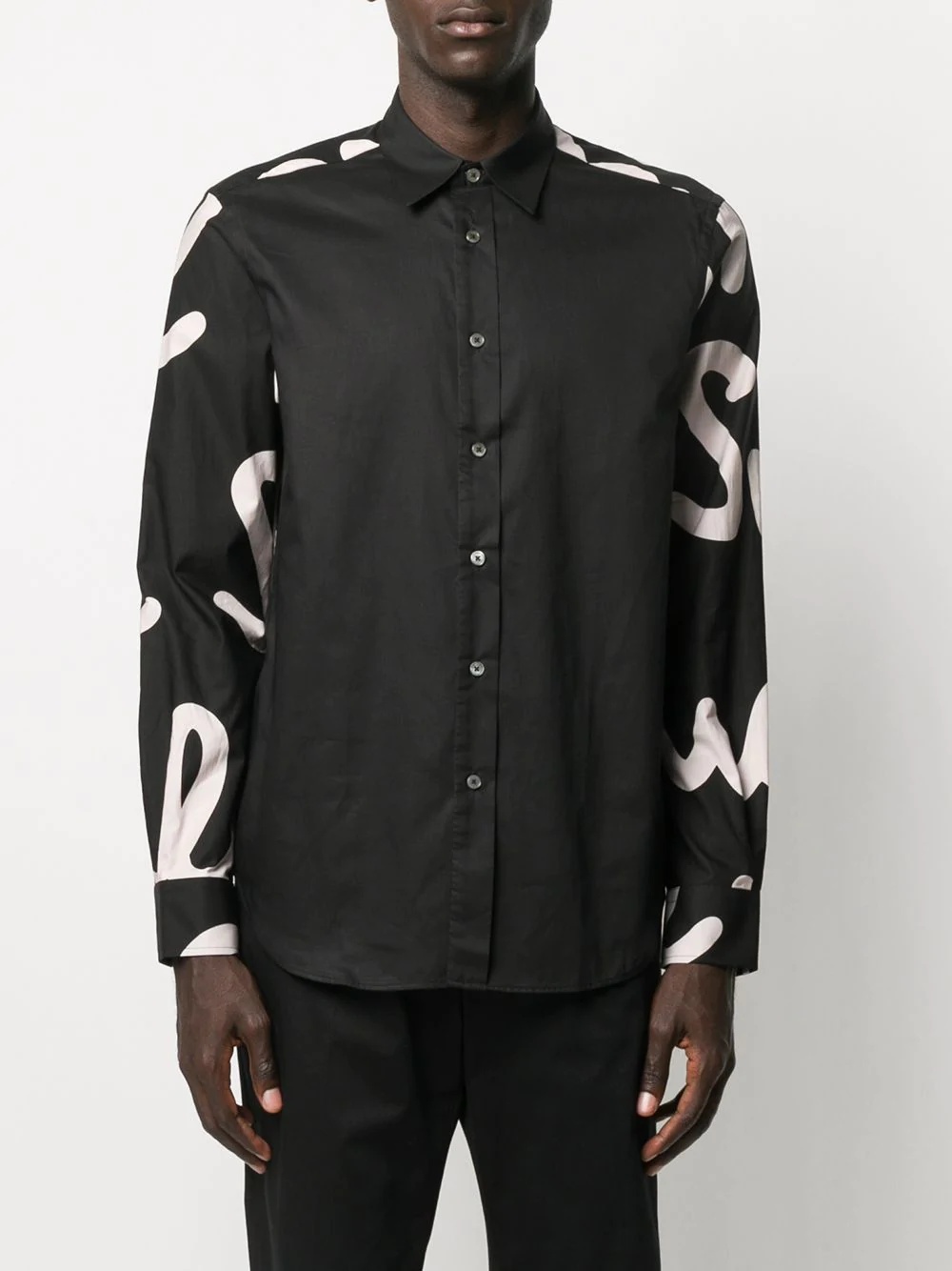 logo print button-up shirt - 3