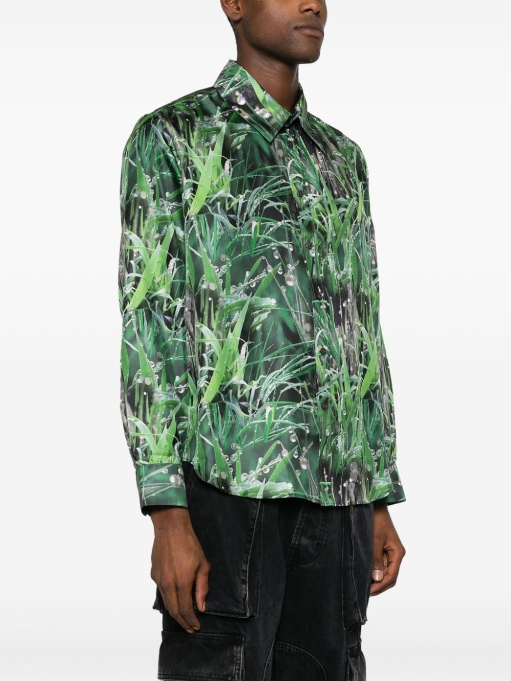 grass-print silk shirt - 4