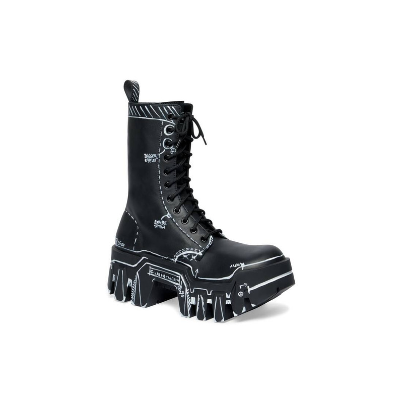 BALENCIAGA Women's Bulldozer Lace-up Boot  in Black outlook