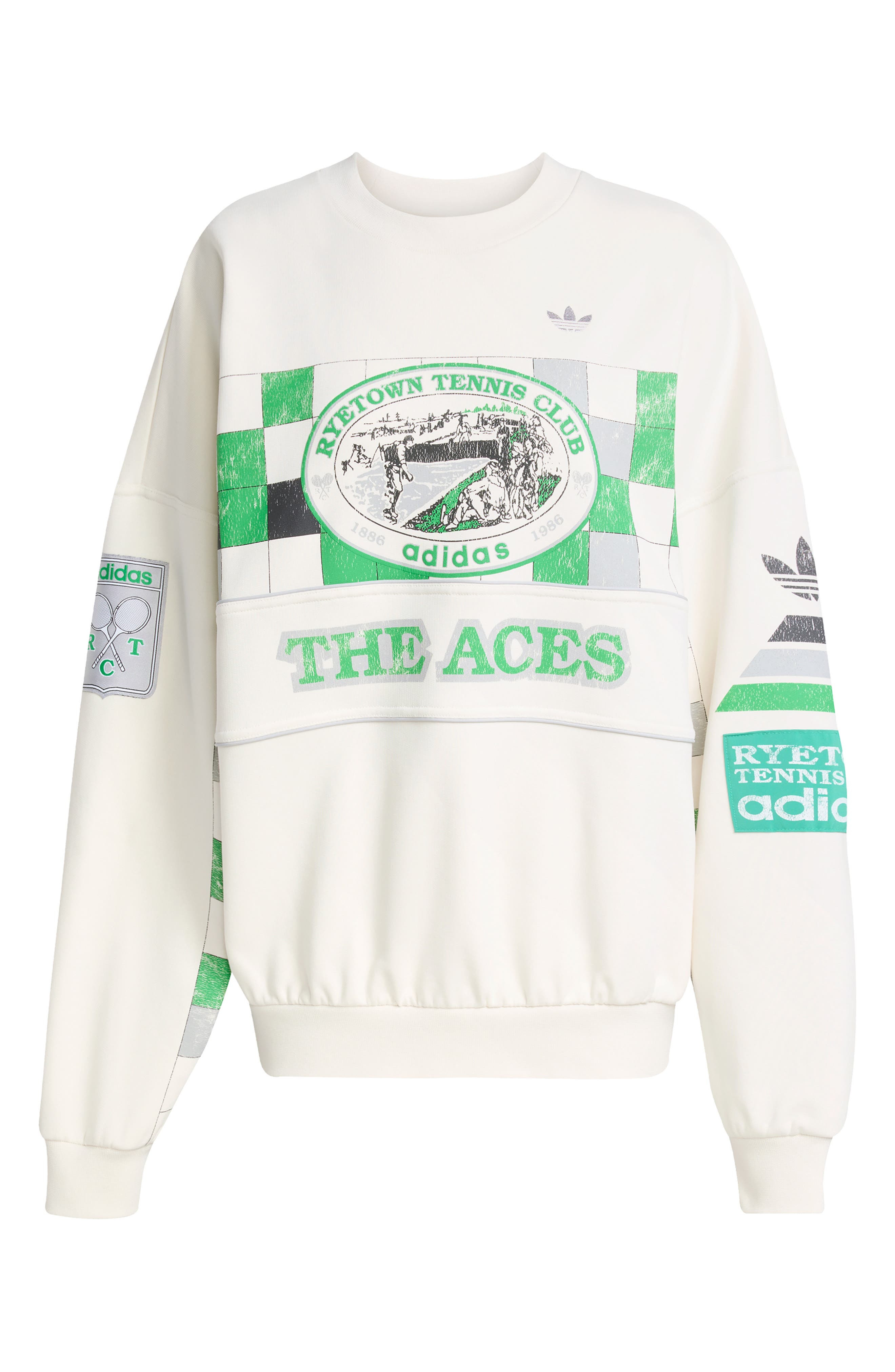 adidas Archive Court Crewneck Sweatshirt in Cloud White at Nordstrom - 4