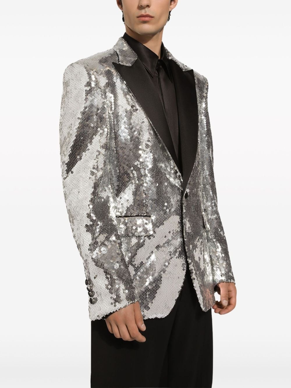 sequin-embellished tuxedo jacket - 4