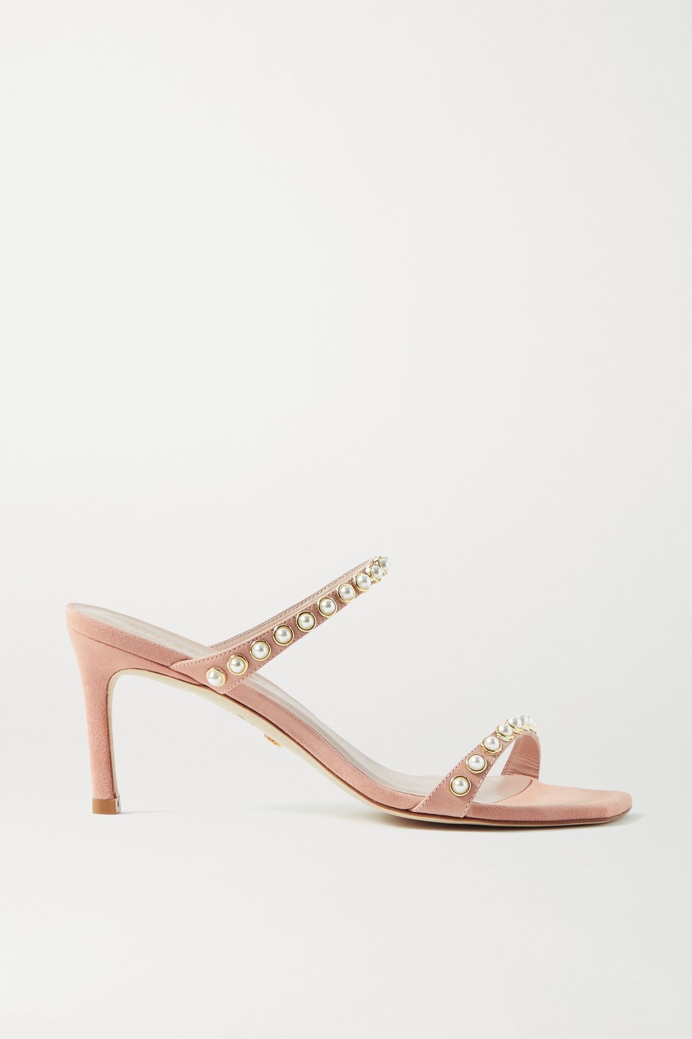 Aleena faux pearl-embellished suede mules - 1