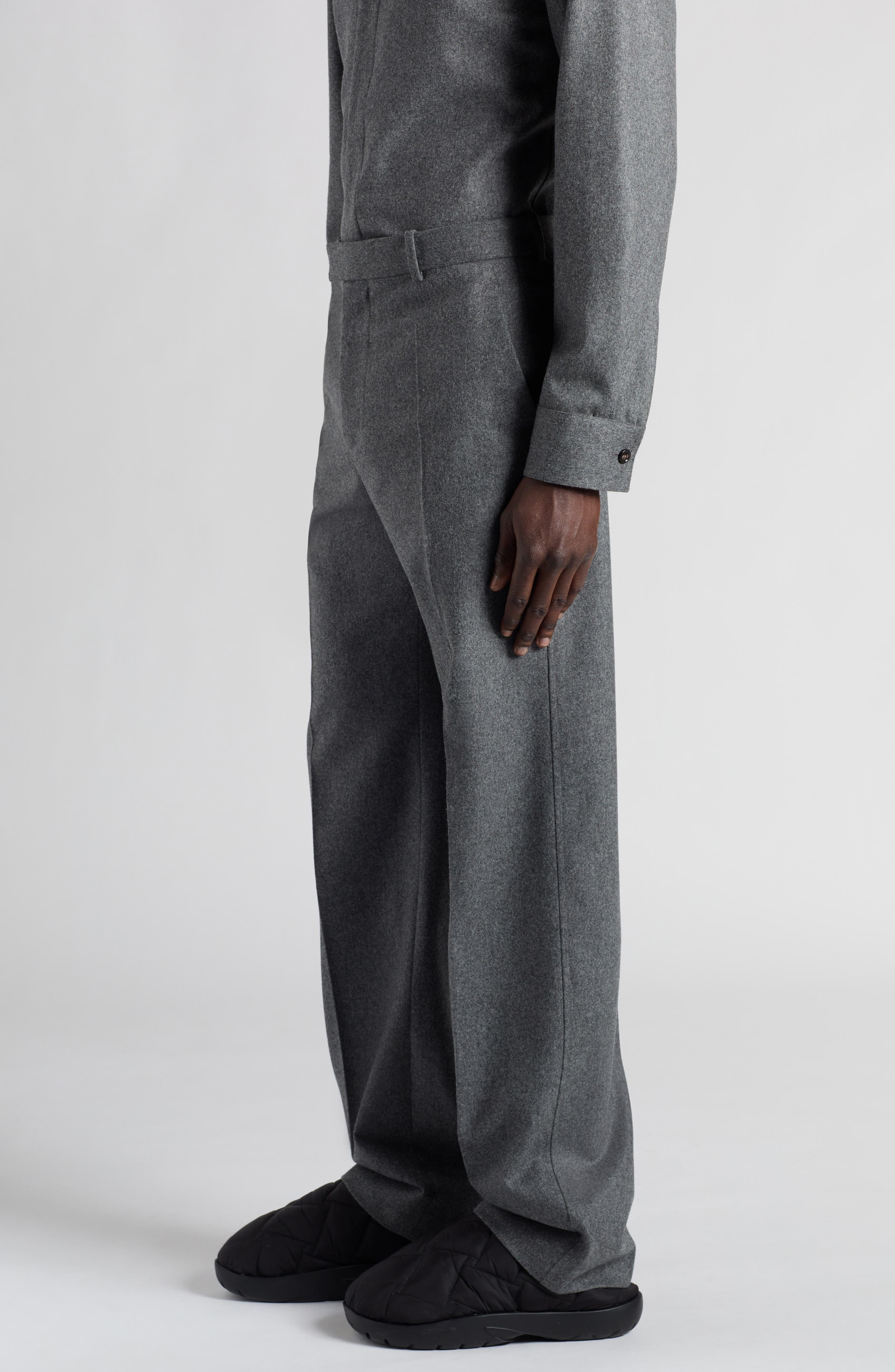 Bottega Veneta Regular Fit Lightweight Wool Flannel Pants in 1962 Grey Melange at Nordstrom - 4