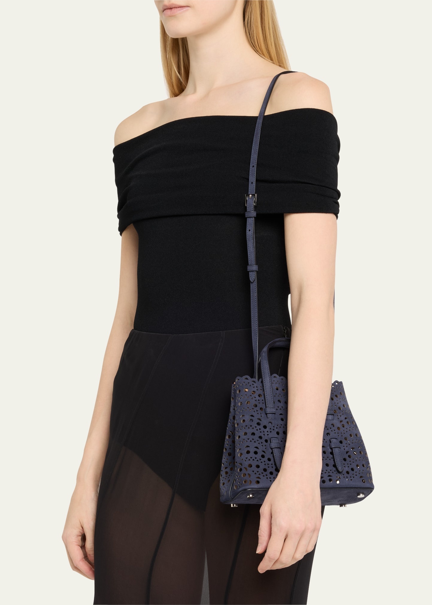 Mina 20 Top-Handle Bag in Perforated Suede - 2